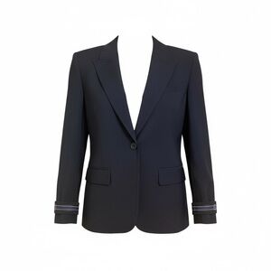 New Fendi Wool Single Breasted Logo Sleeve Navy Blue Formal Blazer 52 US 16